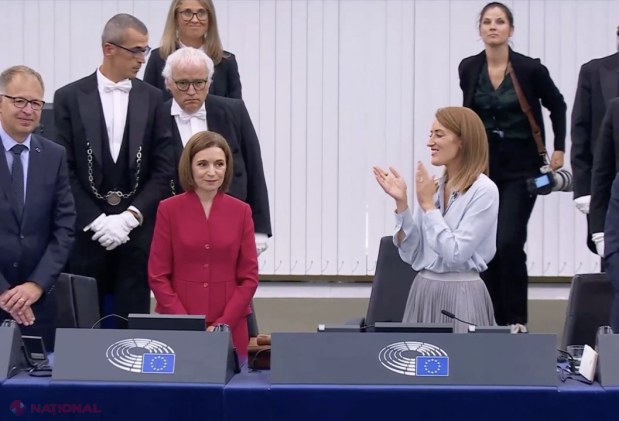 VIDEO // Maia Sandu, ovaționată în PE după un discurs EMOȚIONANT: „Drumul nostru european nu este doar despre valori - este despre SUPRAVIEȚUIRE. Kremlinul vrea să captureze R. Moldova prin intermediul urnelor de vot”