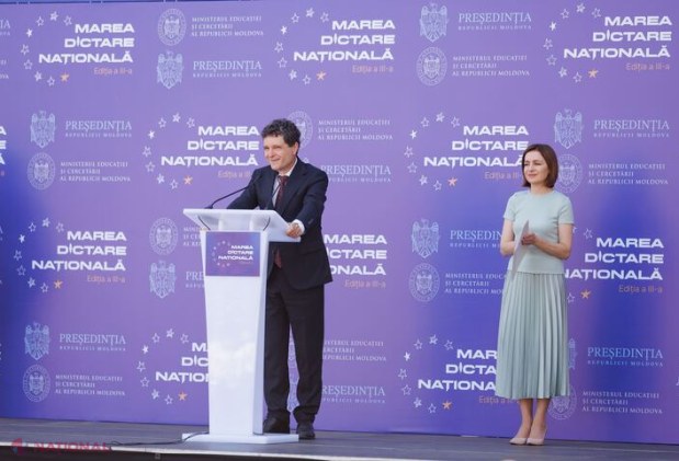 Maia Sandu și Nicușor Dan, uniți de limba română la Marea Dictare Națională de la Chișinău
