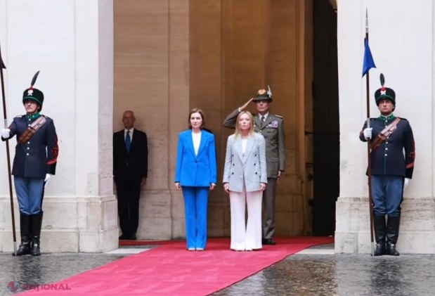 VIDEO // Întâlnire cu prim-ministrul Italiei: Maia Sandu primită cu brațele deschise la Roma