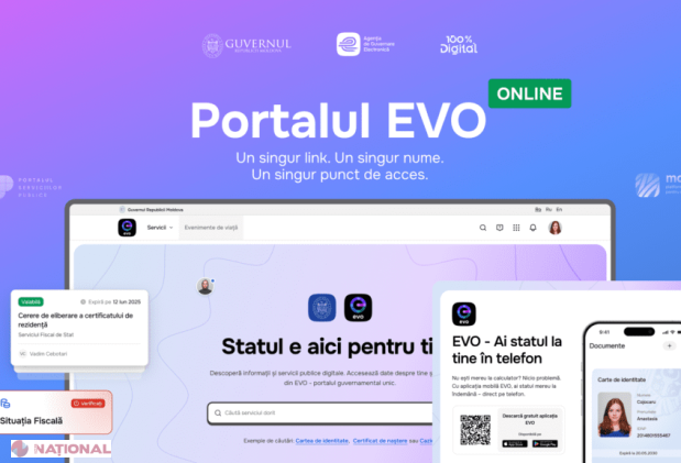 EVO, ghișeul unic digital al statului: peste 600 de servicii publice accesibile pe evo.gov.md