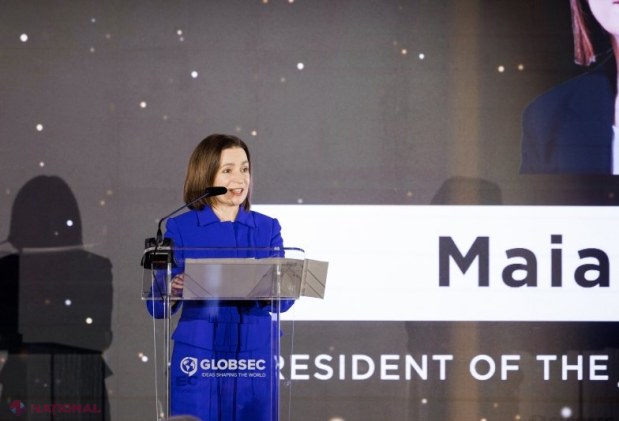 Maia Sandu, premiată la Forumul GLOBSEC de la Praga pentru apărarea democrației și parcursul european al Moldovei