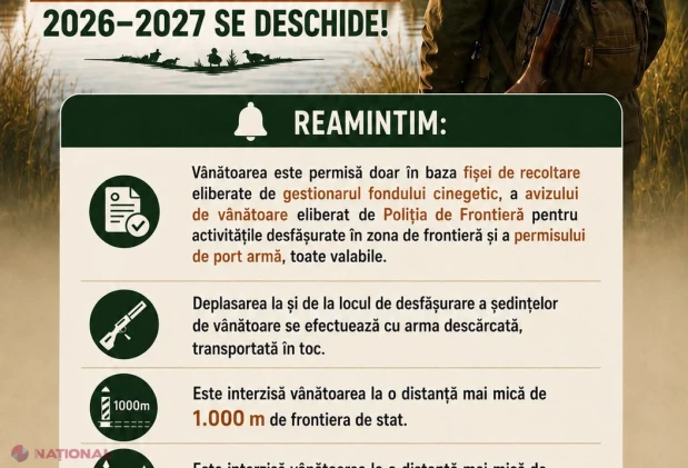 Sezonul de vânătoare 2026-2027 începe pe 15 august: regulile stricte anunțate de Poliția de Frontieră