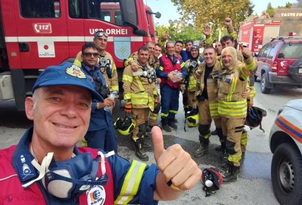 Pompierii moldoveni, în linia întâi alături de autoritățile elene la stingerea incendiului forestier din Kassandra, Grecia