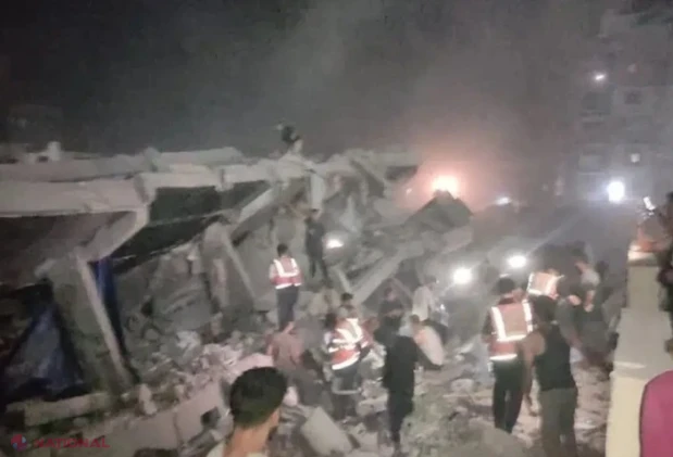 Opt morți, 15 răniți și peste 60 de dispăruți după prăbușirea unui bloc cu șase etaje în vestul orașului Gaza