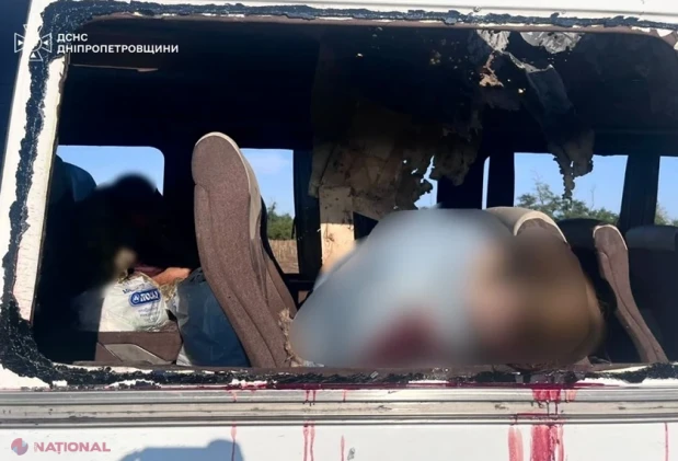 Cinci morți și șapte răniți în sudul Ucrainei, după ce un minibuz cu civili a fost lovit de o dronă rusă în districtul Nikopol