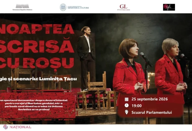 Spectacolul documentar „Noaptea scrisă cu roșu”, despre represiunea sovietică, va fi prezentat în scuarul Parlamentului