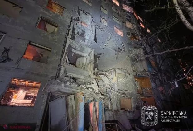 Harkiv: O bombă ghidată rusească a lovit un bloc, iar 22 de persoane, inclusiv copii, au fost rănite