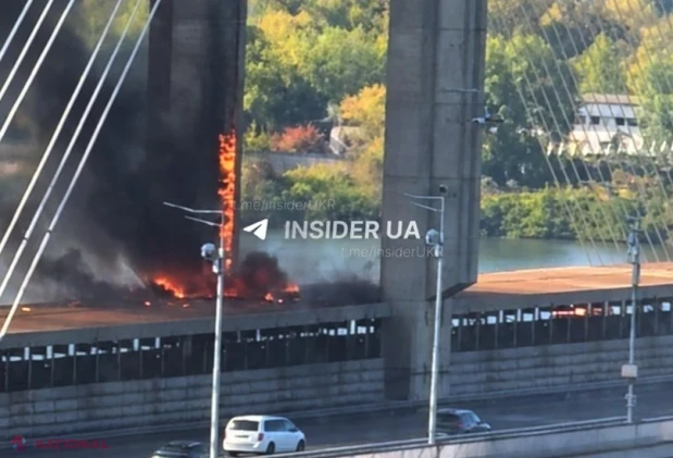 Pod important din Kiev, lovit de două drone rusești. Transportul public, suspendat pentru verificarea structurii