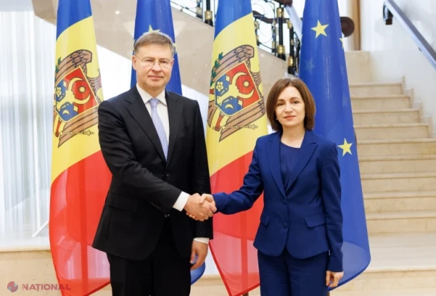 Maia Sandu și Valdis Dombrovskis au discutat la Chișinău despre sprijinul UE pentru economia Republicii Moldova