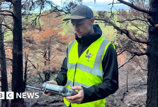 Dronele detectează focare ascunse sub pământ, la luni după incendiul din Cairngorms