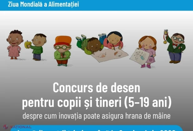 Copiii și tinerii pot participa la concursul internațional de desen al Zilei Mondiale a Alimentației 2026