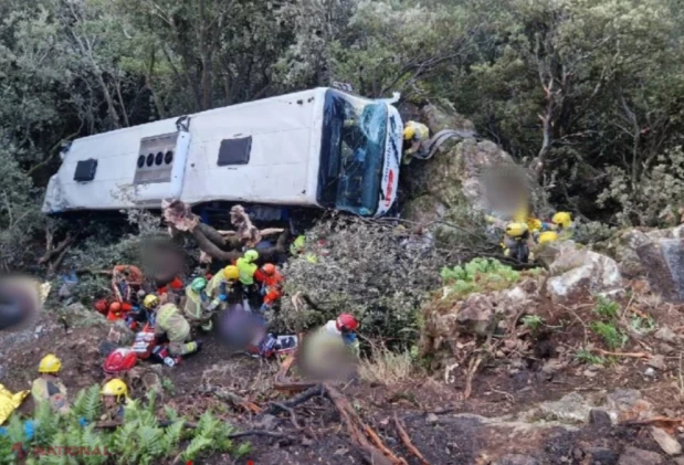 Spania: 83 de persoane rănite după ce un autocar a căzut 20 de metri într-o râpă