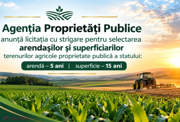 APP scoate la licitație 15 terenuri agricole de stat, în arendă și superficie