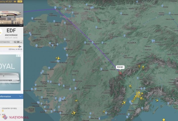 FOTO // Oamenii lui Putin sunt aproape de Alaska. Avionul oficial rusesc este cel mai urmărit zbor din lume. PROGRAMUL zilei de vineri, când urmează întrevederea Trump-Putin
