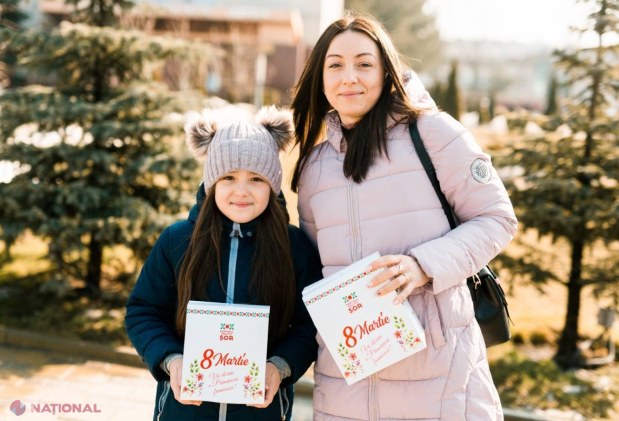 FOTO // Mii de lalele și cutii cu bomboane pentru doamnele din Orhei din partea Partidului „ȘOR”