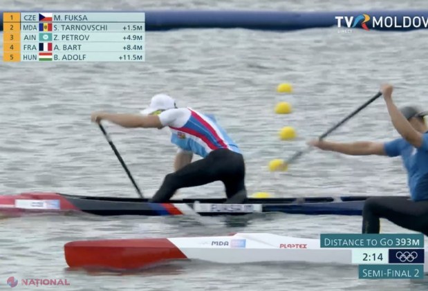 FOTO // Serghei Tarnovschi, în FINALA de la canoe simplu pe distanța de 1 000 de metri. Ucraineanul naturalizat a terminat al doilea cursa din semifinala sa și va lupta pentru o MEDALIE la Paris