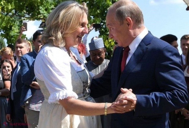 VIDEO // „Mireasa” austriacă a lui Vladimir Putin, fosta ministră de EXTERNE de la Viena, s-a mutat cu traiul în Rusia