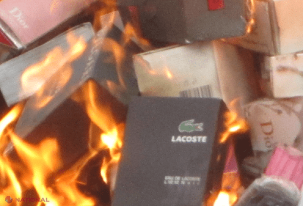 Mărfuri de brand, arse de polițiști