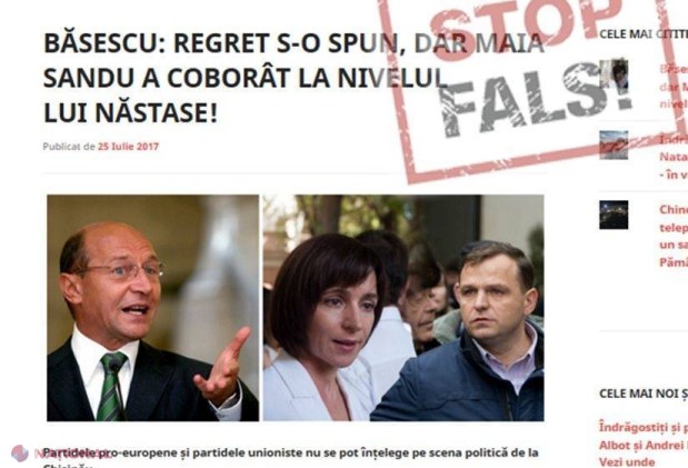 Fals: Traian Băsescu a declarat că Maia Sandu „a coborât la nivelul” lui Andrei Năstase