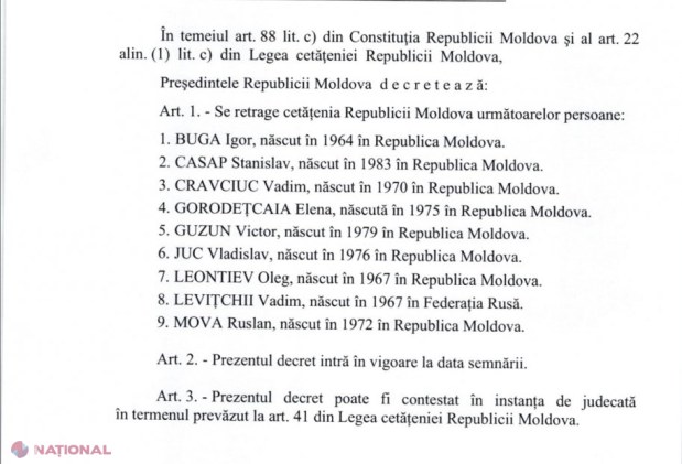 ULTIMA ORĂ, DOC // Președinta Sandu la RETRAS de urgență cetățenia R. Moldova la NOUĂ persoane. Cine sunt acestea și de ce s-a recurs la o asemenea măsură DRASTICĂ