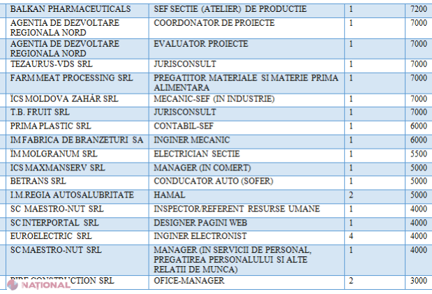 Salarii de până la 30 de mii de lei pe lună: Lista a 100 celor mai BINE plătite locuri de muncă vacante din R. Moldova