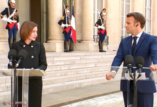 VIDEO // Președinta Maia Sandu, întâmpinată de Emmanuel Macron la Paris: „R. Moldova este o țară europeană cu istorie europeană și care va avea, fără îndoială, un viitor european”