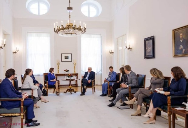 FOTO // Maia Sandu a primit ASIGURĂRI ferme la Berlin din partea cancelarului Olaf Scholz și președintelui Frank-Walter Steinmeier: Germania susține aderarea R. Moldovei la UE