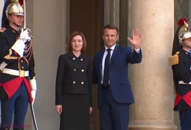 VIDEO // Președinta Maia Sandu, întâmpinată de Emmanuel Macron la Paris: „R. Moldova este o țară europeană cu istorie europeană și care va avea, fără îndoială, un viitor european”