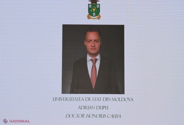 FOTO // Secretarul de stat al DRRM, Adrian Dupu, Doctor Honoris Causa al Universității de Stat din Moldova: „Ați lăsat o moștenire valoroasă tinerei generații USM-iste, lucru pentru care nu putem decât să vă fim profund recunoscători”