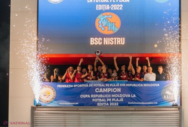 PERFORMANȚĂ // Formația Nistru a devenit din nou CAMPIOANĂ a R. Moldova la fotbal pe plajă și a fost premiată de A.S.I.C.S.