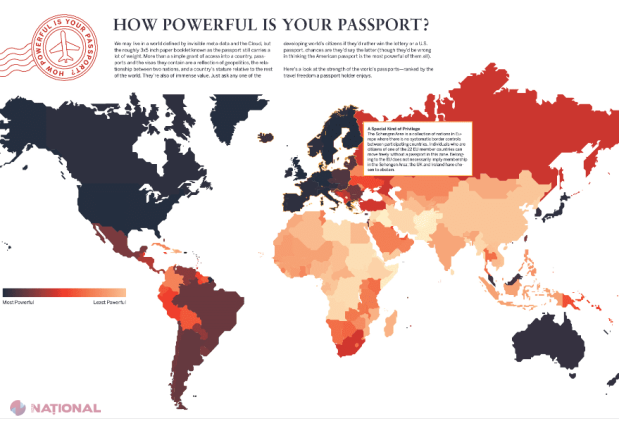 INFOGRAFIC // Cât de PUTERNIC este PAȘAPORTUL MOLDOVENESC. Harta mondială a libertății de călătorie