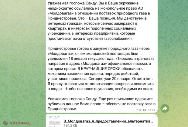 Disperare la Tiraspol, după ce „gazul umanitar” promis de Kremlin nu a mai ajuns în Transnistria. Krasnoselski: „Suntem pregătiți să cumpărăm gaze prin intermediul Moldovagaz. Să fie identificat un mecanism de încheiere a unui acord”