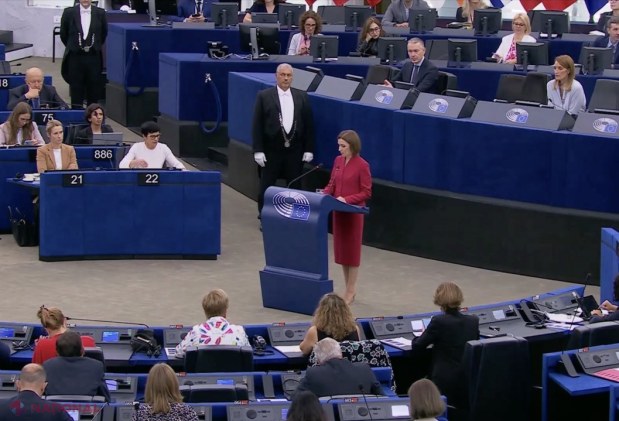 VIDEO // Maia Sandu, ovaționată în PE după un discurs EMOȚIONANT: „Drumul nostru european nu este doar despre valori - este despre SUPRAVIEȚUIRE. Kremlinul vrea să captureze R. Moldova prin intermediul urnelor de vot”
