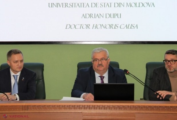 FOTO // Secretarul de stat al DRRM, Adrian Dupu, Doctor Honoris Causa al Universității de Stat din Moldova: „Ați lăsat o moștenire valoroasă tinerei generații USM-iste, lucru pentru care nu putem decât să vă fim profund recunoscători”