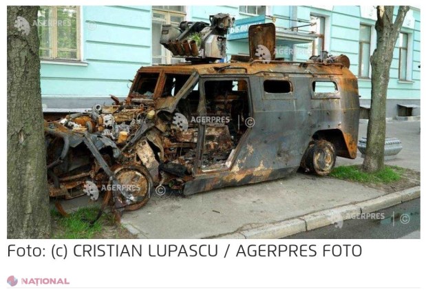 FOTO // Parada epavelor rusești. Ucrainenii au scos pe străzile din Kiev blindatele distruse ale rușilor