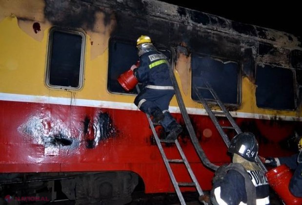 Cabina unui tren de pe ruta Chișinău – Ocnița a luat FOC