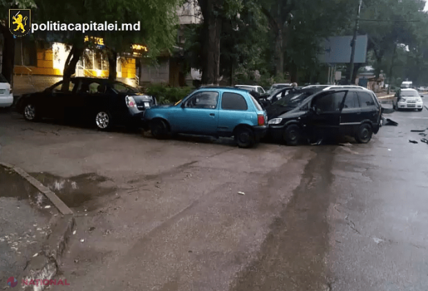 Ar fi urcat băut la volanul „Toyotei” și a făcut PRAF șase mașini în această dimineață. Accident pe str. Calea Ieșilor