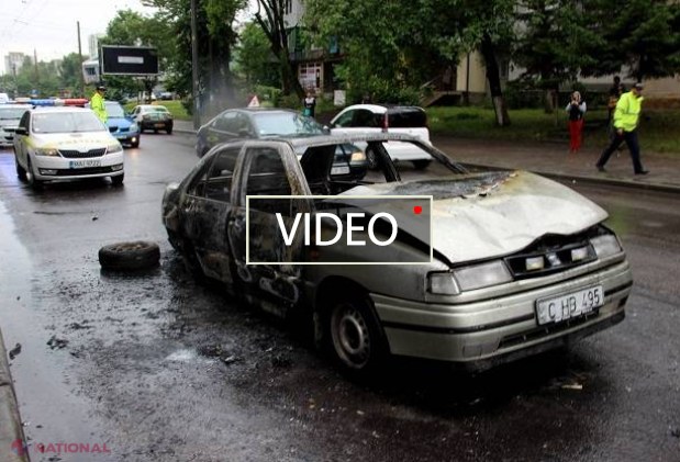 VIDEO // Automobil în FLĂCĂRI la Botanica