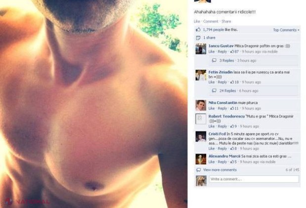 Mutu, reacţie de MII de LIKE-uri! S-a dezbrăcat ca să arate cât e de gras şi a pus poza pe net. FOTO
