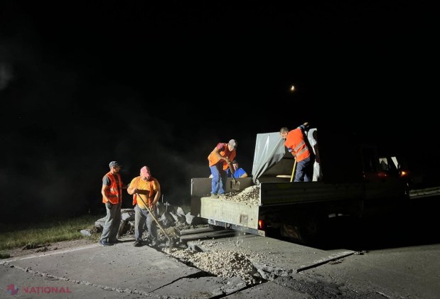 FOTO Temperaturile caniculare provoacă deteriorări pe drumurile publice. Plăci de beton RIDICATE, pe traseul Bălți - Chișinău