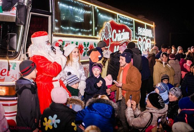 FOTO // Autobuzul de Crăciun al Partidului „ȘOR” a pornit prin satele din raionul Orhei