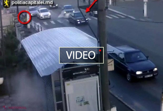VIDEO // Momentul în care o tânără este LOVITĂ de un automobil în sectorul Buiucani, iar șoferul FUGE de la fața locului