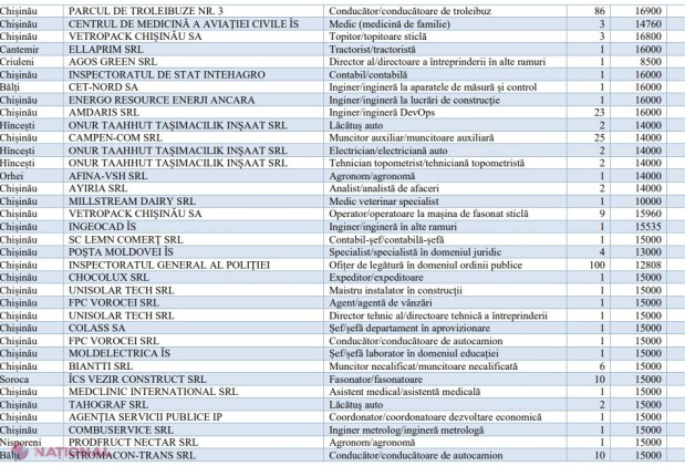 DOC // Se caută angajați cu salarii de până la 40 de mii de lei pe lună, în R. Moldova: Topul celor mai bine plătite locuri de muncă declarate vacante