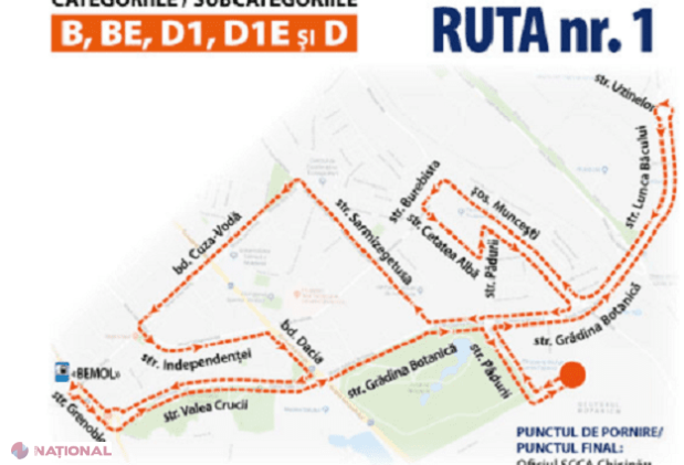 IMPORTANT! Rutele pentru examinarea viitorilor șoferi la Bălți și Chișinău au fost MODIFICATE