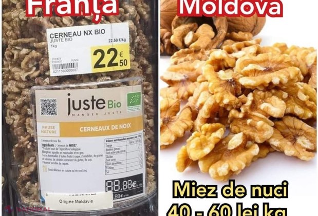 FOTO // Miezul de NUCĂ din R. Moldova, la mare căutare în hipermarketurile din Franța. Francezii scot din buzunar până la 450 de lei pentru un kg de miez moldovenesc. Firmele din R. Moldova colectează miezul de la cetățeni cu 40 - 60 de lei