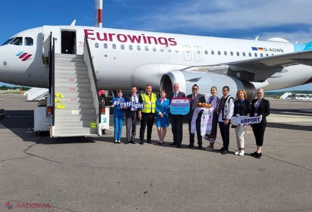 PREMIERĂ // Compania aeriană low-cost germană Eurowings a efectuat primul zbor pe Aeroportul Internațional Chișinău: Va opera zboruri spre Köln și Stuttgart