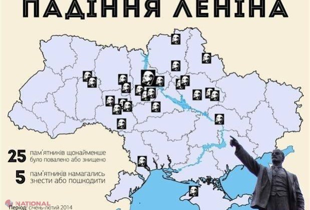 VIDEO „Căderea lui Lenin” în Ucraina! Într-o singură zi au fost doborâte 12 monumente ale liderului sovietic