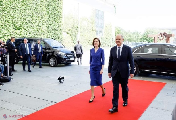 FOTO // Maia Sandu a primit ASIGURĂRI ferme la Berlin din partea cancelarului Olaf Scholz și președintelui Frank-Walter Steinmeier: Germania susține aderarea R. Moldovei la UE