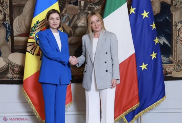 VIDEO // Întâlnire cu prim-ministrul Italiei: Maia Sandu primită cu brațele deschise la Roma