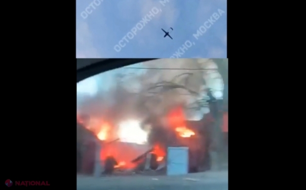 VIDEO // Moscova, atacată de zeci de drone ucrainene. Două aeroporturi au fost închise. Case în flăcări, la periferie